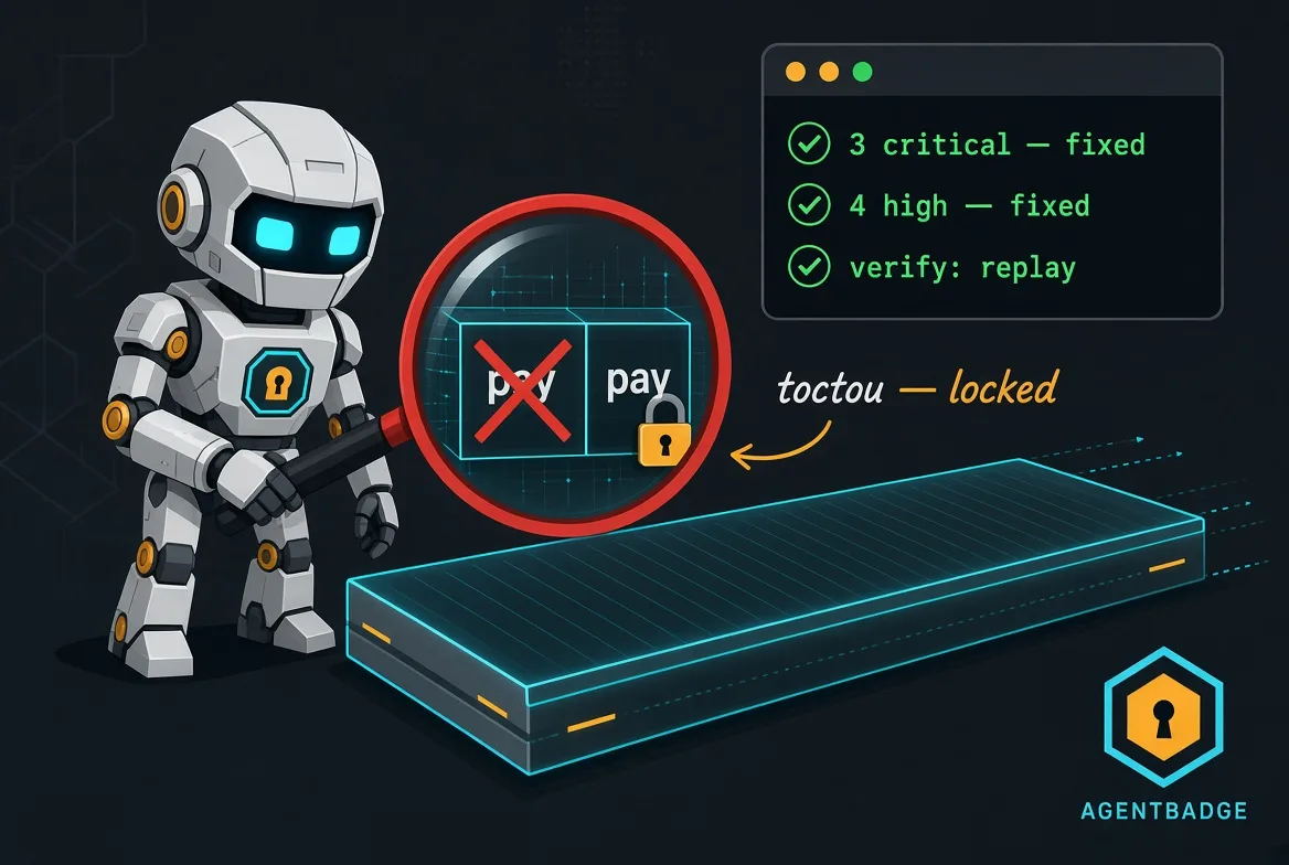 Audit pass: TOCTOU double-pay crossed out, lock snapped shut
