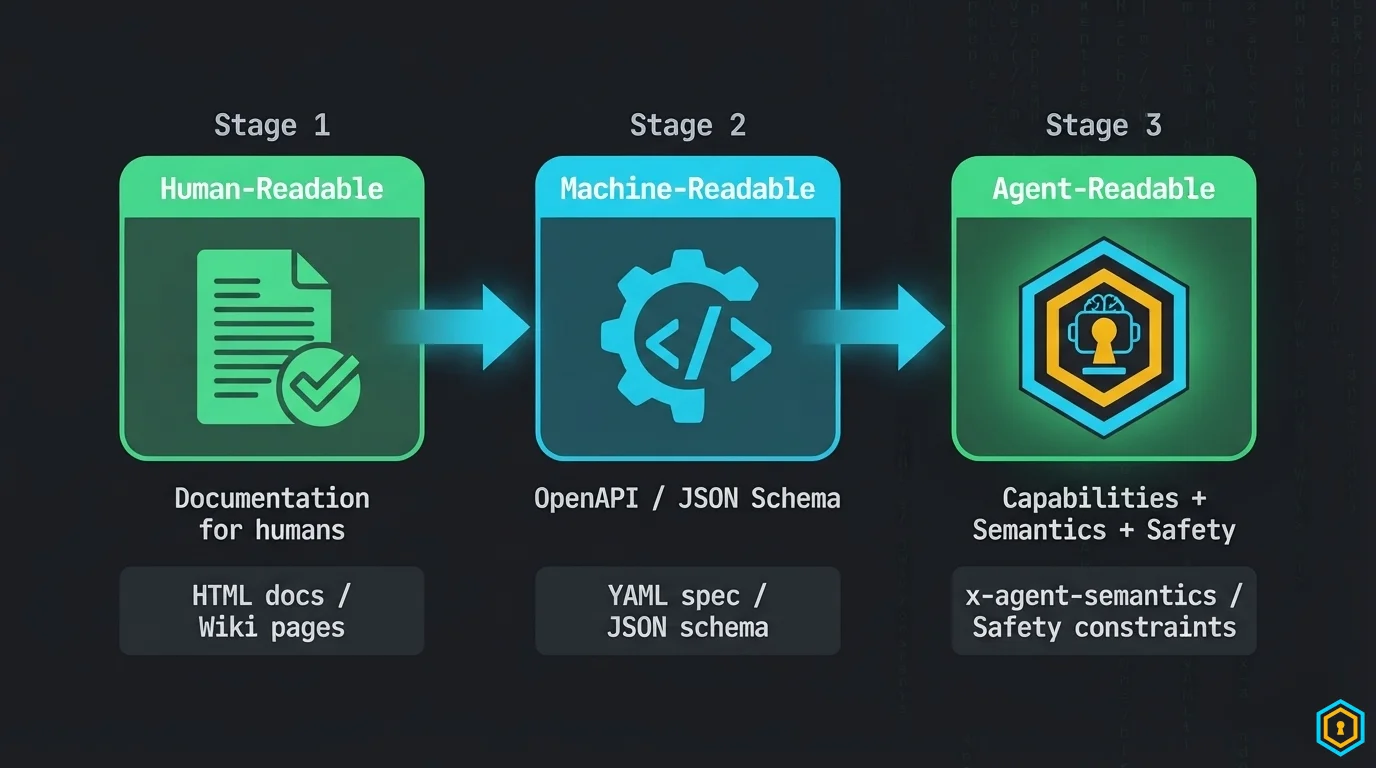 Evolution: Human-readable → Machine-readable → Agent-readable
