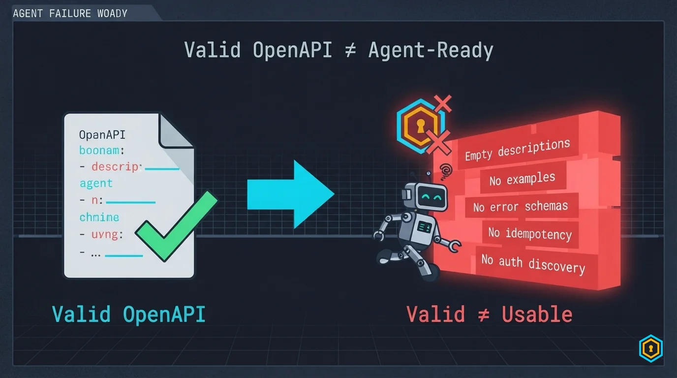 Valid OpenAPI ≠ Agent-Ready — valid document vs agent hitting wall